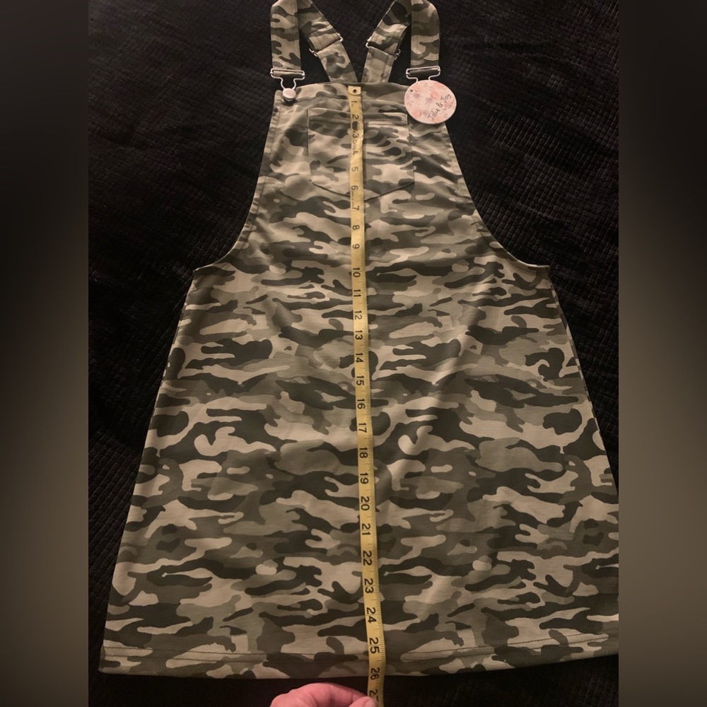 Jolie and Joy by FCT green camouflage overalls dress size medium juniors NWT - Picture 9 of 11